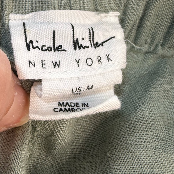 Nicole Miller Women’s linen Olive Green Cargo Jogger Pants -  Drawstring Waist - Picture 6 of 7
